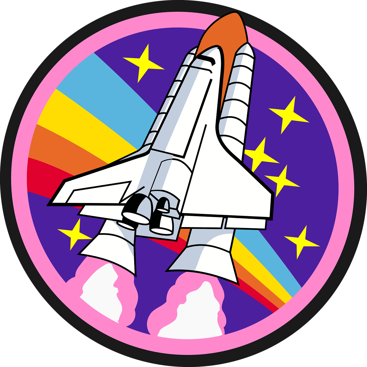 Badge Patch Pink Rainbow Rocket