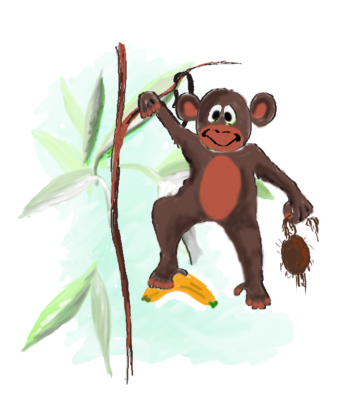 Monkey Animal Jungle Banan
