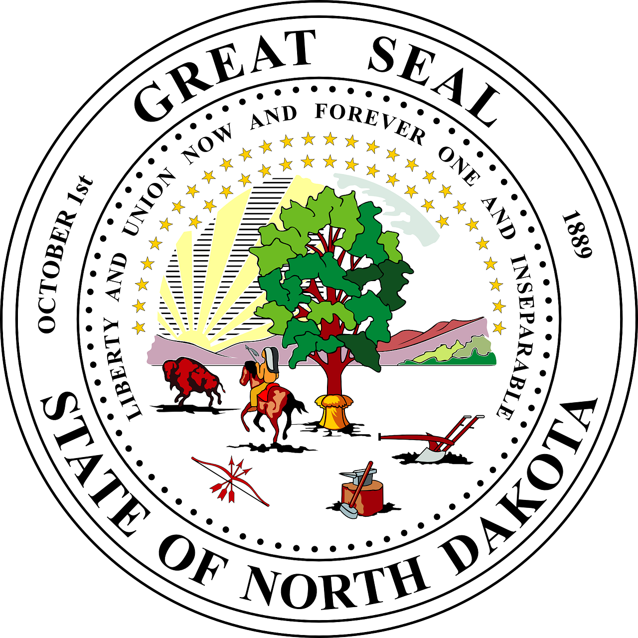 North Dakota State Seal Free Printable To Color